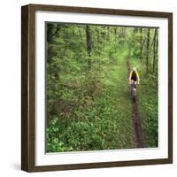 Mountain Biker on the Erie Canal Trail, Defiance, Ohio, USA-Chuck Haney-Framed Photographic Print