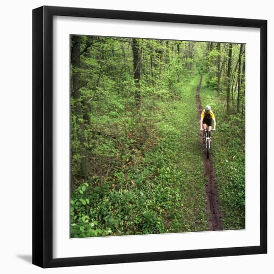 Mountain Biker on the Erie Canal Trail, Defiance, Ohio, USA-Chuck Haney-Framed Photographic Print