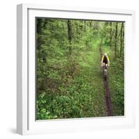 Mountain Biker on the Erie Canal Trail, Defiance, Ohio, USA-Chuck Haney-Framed Photographic Print