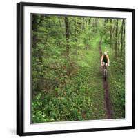 Mountain Biker on the Erie Canal Trail, Defiance, Ohio, USA-Chuck Haney-Framed Photographic Print
