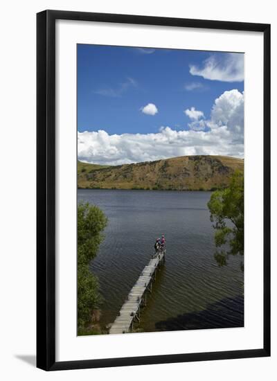 Mountain Bikers on Lake Hayes Circuit, Otago, New Zealand-David Wall-Framed Photographic Print