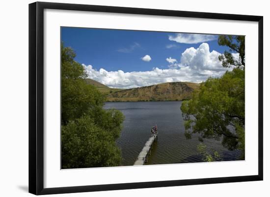 Mountain Bikers on Lake Hayes Circuit, Otago, New Zealand-David Wall-Framed Photographic Print