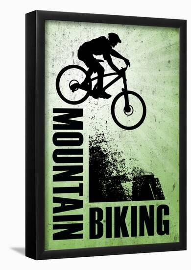 Mountain Biking Green Sports-null-Framed Poster