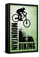 Mountain Biking Green Sports-null-Framed Stretched Canvas