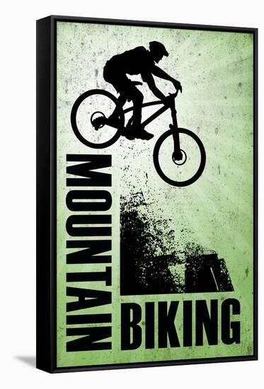 Mountain Biking Green Sports-null-Framed Stretched Canvas