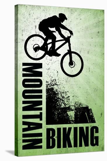 Mountain Biking Green Sports-null-Stretched Canvas