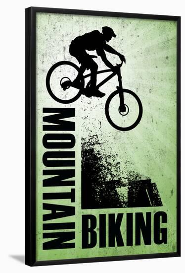 Mountain Biking Green Sports-null-Framed Poster