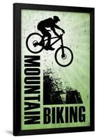 Mountain Biking Green Sports-null-Framed Poster