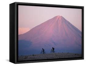 Mountain Biking in Atacama Desert Against a Backdrop of Perfect Cone of Volcan Licancabur 5916 M-John Warburton-lee-Framed Stretched Canvas