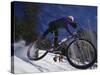Mountain Biking on Snow-null-Stretched Canvas