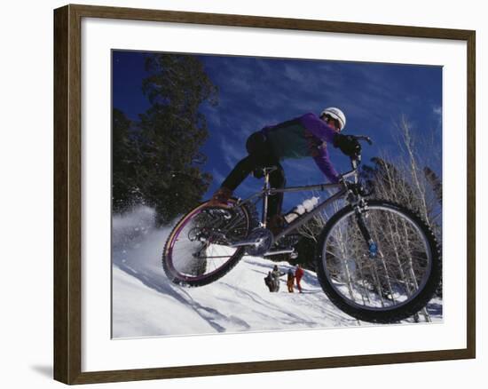 Mountain Biking on Snow-null-Framed Photographic Print