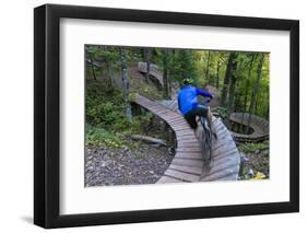 Mountain biking on the Over the Edge Trail, Copper Harbor, Michigan-Chuck Haney-Framed Photographic Print