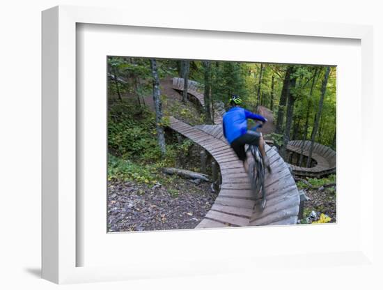 Mountain biking on the Over the Edge Trail, Copper Harbor, Michigan-Chuck Haney-Framed Photographic Print