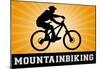 Mountain Biking Orange Sports Poster Print-null-Mounted Poster