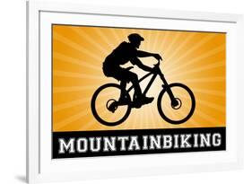 Mountain Biking Orange Sports-null-Framed Art Print