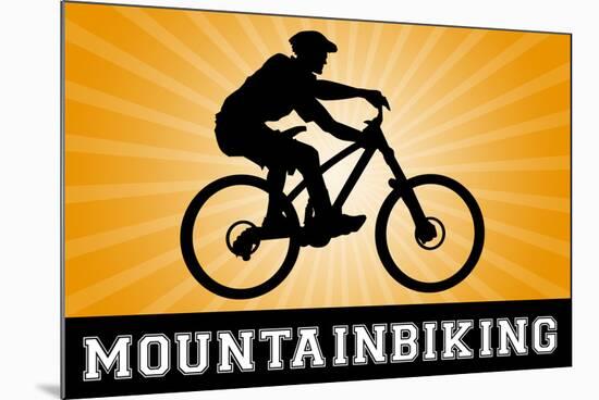 Mountain Biking Orange Sports-null-Mounted Art Print