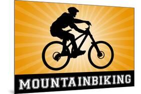 Mountain Biking Orange Sports-null-Mounted Art Print