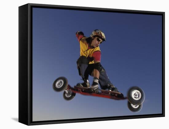 Mountain Boarder in Action, Colorado Springs, Colorado, USA-null-Framed Stretched Canvas