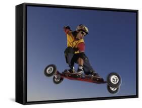 Mountain Boarder in Action, Colorado Springs, Colorado, USA-null-Framed Stretched Canvas