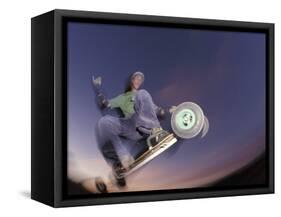 Mountain Boarder in Action, Colorado Springs, Colorado, USA-null-Framed Stretched Canvas