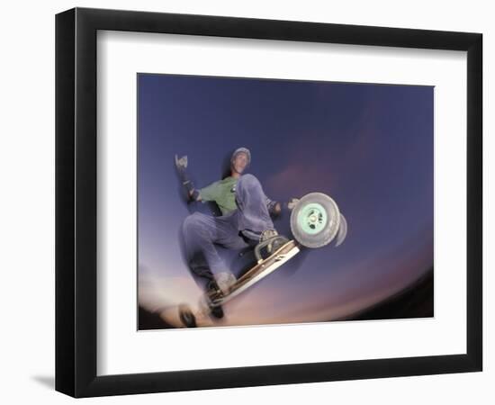 Mountain Boarder in Action, Colorado Springs, Colorado, USA-null-Framed Photographic Print