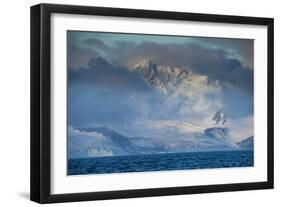 Mountain breaking through the clouds, Elephant Island, South Shetland Islands, Antarctica, Polar Re-Michael Runkel-Framed Photographic Print