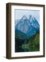 Mountain Cabin on the Lake-null-Framed Art Print