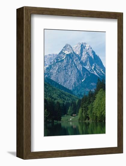 Mountain Cabin on the Lake-null-Framed Art Print