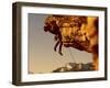 Mountain Climber Hanging from a Rock-null-Framed Photographic Print