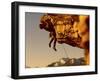 Mountain Climber Hanging from a Rock-null-Framed Photographic Print