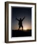 Mountain Climber Rejoices at the Summit at Sunrise-null-Framed Photographic Print