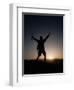 Mountain Climber Rejoices at the Summit at Sunrise-null-Framed Photographic Print