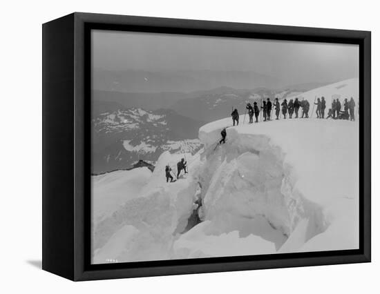 Mountain Climbers Ascending Mount Baker, 1908-Asahel Curtis-Framed Stretched Canvas