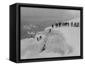 Mountain Climbers Ascending Mount Baker, 1908-Asahel Curtis-Framed Stretched Canvas