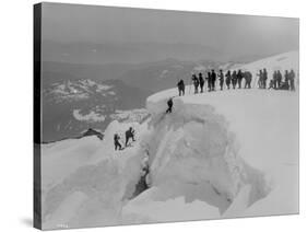 Mountain Climbers Ascending Mount Baker, 1908-Asahel Curtis-Stretched Canvas