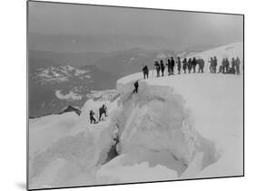 Mountain Climbers Ascending Mount Baker, 1908-Asahel Curtis-Mounted Giclee Print