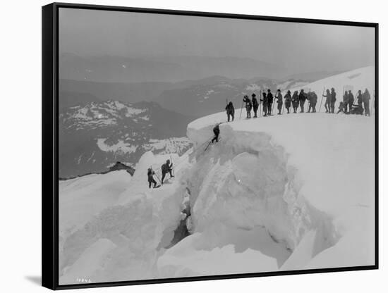 Mountain Climbers Ascending Mount Baker, 1908-Asahel Curtis-Framed Stretched Canvas