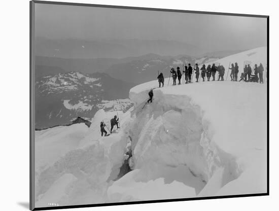 Mountain Climbers Ascending Mount Baker, 1908-Asahel Curtis-Mounted Giclee Print