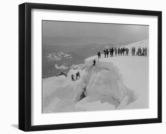 Mountain Climbers Ascending Mount Baker, 1908-Asahel Curtis-Framed Giclee Print