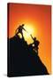 Mountain Climbers Reaching Summit-null-Stretched Canvas
