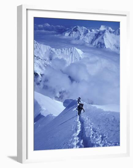 Mountain Climbing on Denali, Alaska, USA-Lee Kopfler-Framed Premium Photographic Print