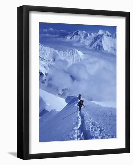 Mountain Climbing on Denali, Alaska, USA-Lee Kopfler-Framed Photographic Print