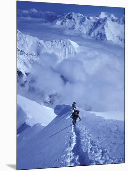 Mountain Climbing on Denali, Alaska, USA-Lee Kopfler-Mounted Photographic Print