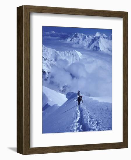 Mountain Climbing on Denali, Alaska, USA-Lee Kopfler-Framed Photographic Print