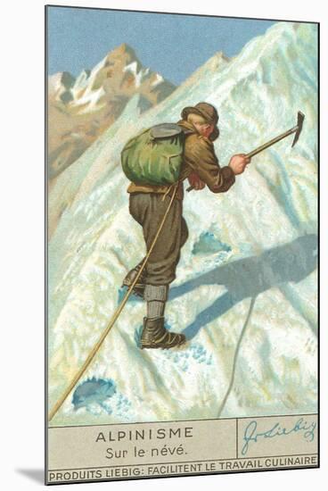 Mountain Climbing on Snow-null-Mounted Art Print