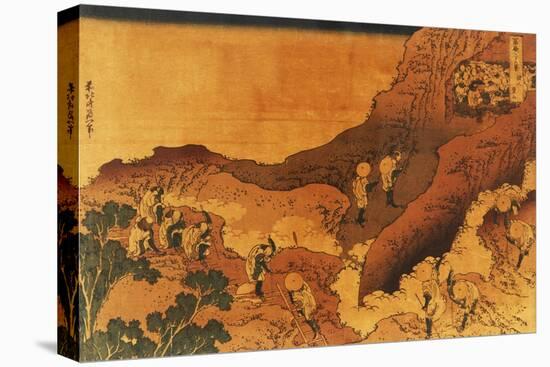 Mountain Climbing Pilgrims, Japanese Wood-Cut Print-Lantern Press-Stretched Canvas