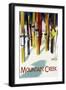 Mountain Creek - Colorful Skis-Lantern Press-Framed Art Print