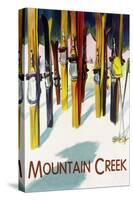 Mountain Creek - Colorful Skis-Lantern Press-Stretched Canvas