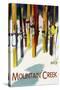 Mountain Creek - Colorful Skis-Lantern Press-Stretched Canvas