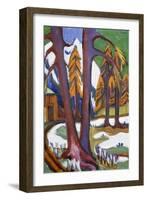 Mountain-Early Spring with Larchen; Berg-Vorfruhling Mit Larchen, C.1921-1923-Ernst Ludwig Kirchner-Framed Giclee Print